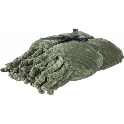 Home Styling Collection Deka boho s třásněmi 100% polyester zelená 130x160