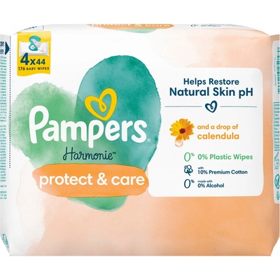 PAMPERS Obrúsky vlhčené Harmonie Coconut Plastic Free 4 x 44 ks