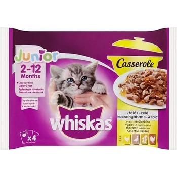 Whiskas Junior Casserole výber z hydinového v želé 4 x 85 g