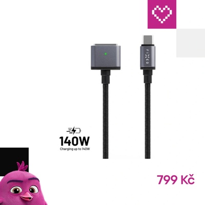Fixed FIXD-MS3-GR opletený nabíjecí - USB-C na MagSafe 3 pro MacBook 2m šedý