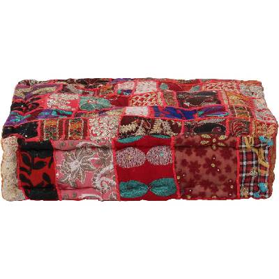 vidaXL Sedací puf patchwork čtverec ručně vyrobený 50x50x12 cm [246576] Červená