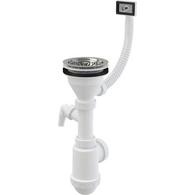 Alcadrain Sifon dřezový s nerezovou mřížkou DN115, flexi přepadem a přípojkou A447P-DN50/40 – Zboží Mobilmania