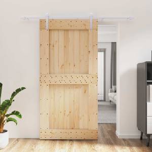 vidaXL Преплъзваща се врата Естествено и бяло 100 x 210 cm (3444962)