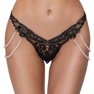Cottelli Collection String with Pearls 2322277 Black M/L