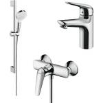 Hansgrohe Комплект смесител за мивка Hansgrohe Novus 100 и комплект душ Crometta, хромиран (71030000+71060000+26532400)
