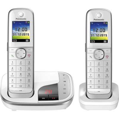 Panasonic KX-TGJ322GW family telephone with answering machine (cordless telephone duo, low radiation, call protection, DECT base station) black/white