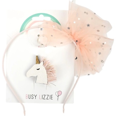 Dárkový set do vlasů s prstýnkem Busy Lizzie - Unicorn