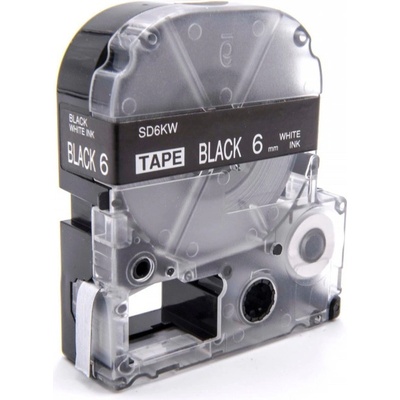Compatible Epson LC-2BWV, SD6KW, 6mm x 8m, бял печат / черен фон, съвместима лента (LCSD6KW)
