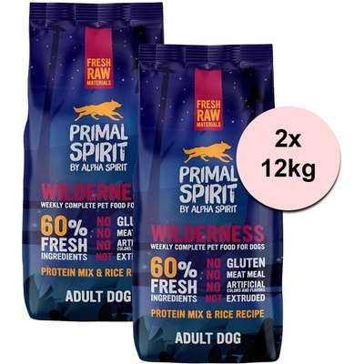 Primal Spirit Dog 60% Wilderness 2 x 12 kg