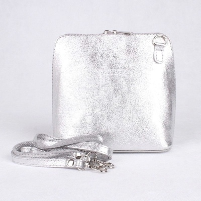 Vera Pelle kožená crossbody kabelka no. 55 stříbrná
