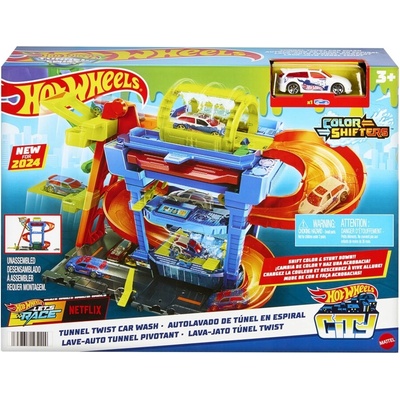 Mattel Hot Wheels City Color Shifters Automyčka s otočným tunelem HTN80