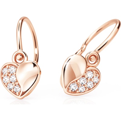 Cutie Jewellery detské náušnice z ružového zlata C2160-10-X-4 biela
