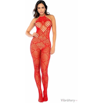 Mapalé Síťovaný catsuit se srdíčky a lesklými kamínky