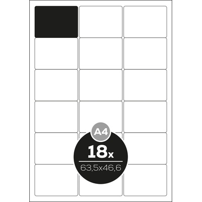 Altryal Etikety Top Stick A4/100 ks, 63,5x46,6 mm - 18 etikiet, biele