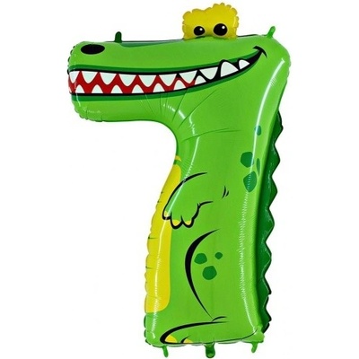 Balónek fóliový číslo 7 krokodýl 102 cm