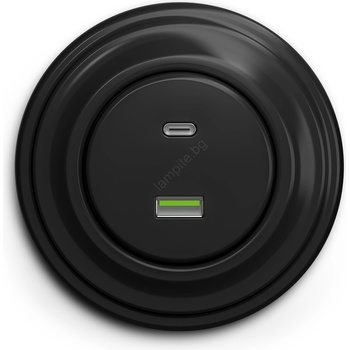 Kliklap - Ретро USB изход A+C с черна рамка (KA0016K)