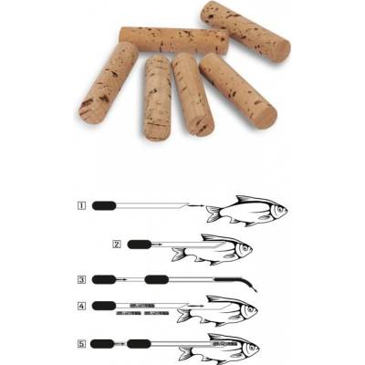 Zátky na ryby Black Cat Kork Sticks 5 cm 11 mm 6 ks