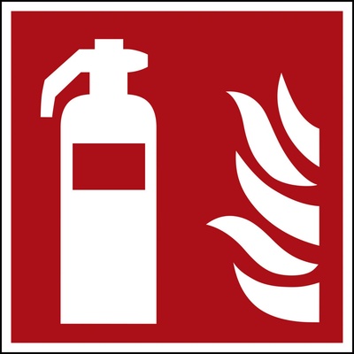 Značka požární ochrany Hasicí přístroj, ISO 7010, plast, fotoluminiscenční, 300 x 300 mm, BJ = 5 ks