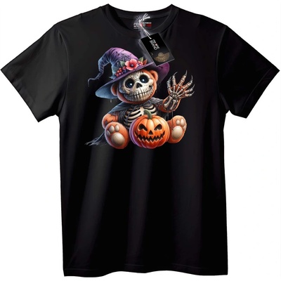 NOONEBRAND Тениска с хелоуински скелет на мече - 2XL, Black