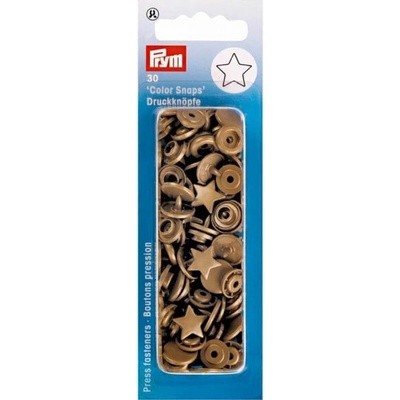 Prym Patentky plastové, hvězda 12 mm, zlatohnědá