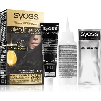 Syoss Oleo Intense перманентната боя за коса с олио цвят 1-10 Intense Black