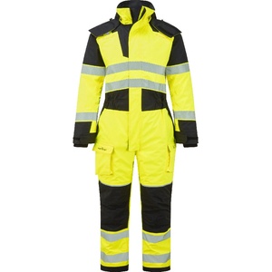 Portwest hi-vis pw3 modaflame fr516 / Светлоотразителен огнеупорен водоустойчив зимен гащеризон - жълт/черен xxl (fr516ybrxxl)