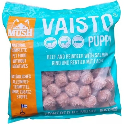 Mush Vaisto Puppy ledově modré hovězí a sobí s lososem mražené BARF 3 kg