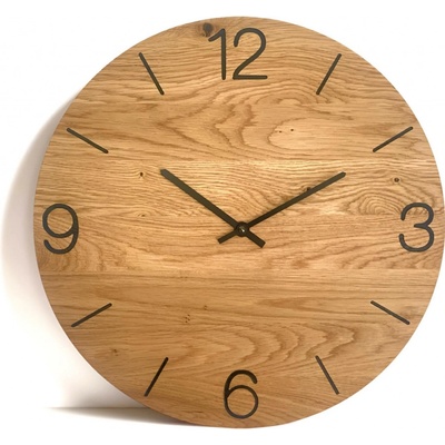 Karls Design Dubové hodiny Oak Black 30 cm biela bez gravírovania