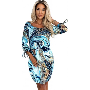 NUMOCO Modré šaty nadia se vzorem 281-7