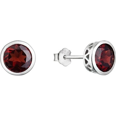 Evolution Group Slušivé strieborné náušnice s pravým granátom 11486.3