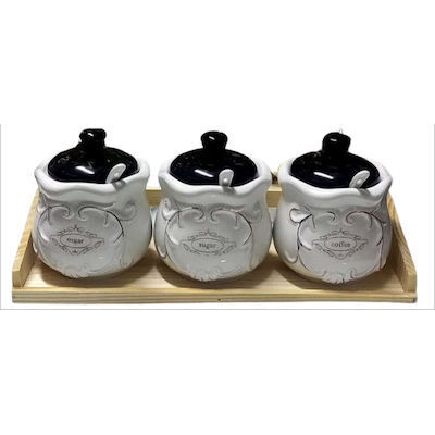 Буркани за съхранение на дървена поставка 3броя (02-14286/3)