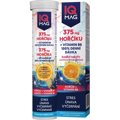 IQ Mag 375mg hořčíku+vit.B6 pomeranč šum.tablet 20 ks