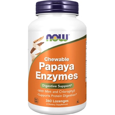 NOW NOW Papaya Enzymes Chewable, 360 Lozenges