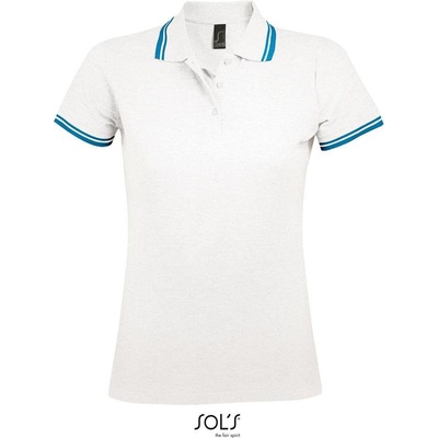 SOL'S Pasadena Women Dámske polo biela modrá aqua