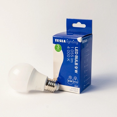 Tesla LED žárovka BULB E27, 9W, 230V, 1055lm, 25 000h, 4000K denní bílá 220st