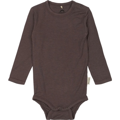 Detské body s dlhým rukávom z merino vlny a bambusu hnedé Sparrow Mikk Line