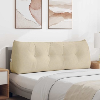 vidaXL Възглавница за гръб Крем 140 x 24 x 50 см текстил (42014506)
