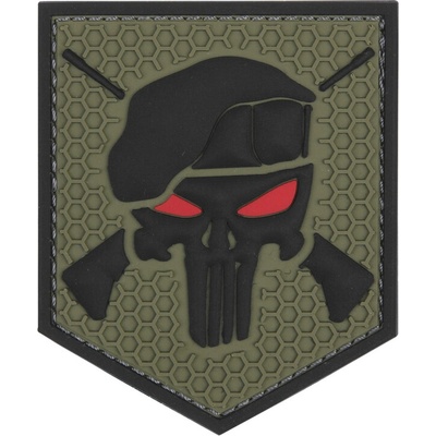 Gumová nášivka 101 Inc Punisher Commando - olivová