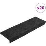 vidaXL Самозалепващи се постелки за стълби, 20 бр. , 65x21x4 см, черни, с правоъгълен кант (3365717)