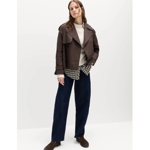 Marks & Spencer Къс тренчкот от чист памук Marks & Spencer кафяв Marks & Spencer | Kafyav | ЖЕНИ | 12