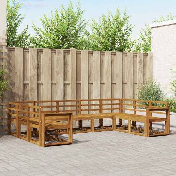vidaXL Комплект дивани за открито 9 pcs Естествен (3366987)