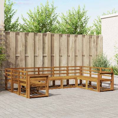 vidaXL Комплект дивани за открито 9 pcs Естествен (3366987)