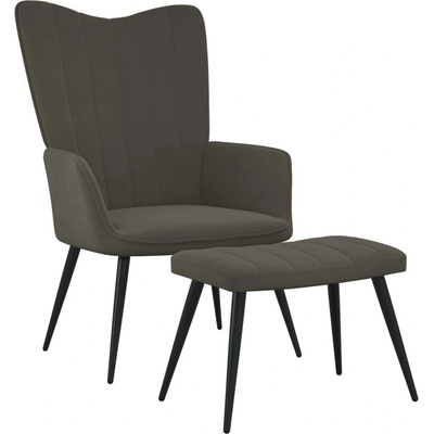 vidaXL 328063 Relaxační se stoličkou tmavě šedé samet