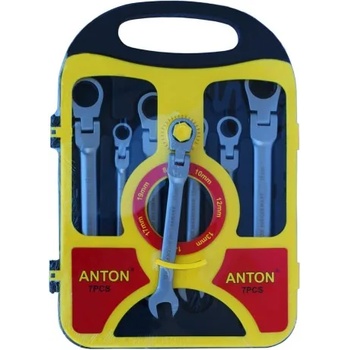 UNI Тресчотни звездогаечни ключове с чупещо рамо 8-19mm ANTON (Тресчотни ключове с чупещо рамо ANTON)