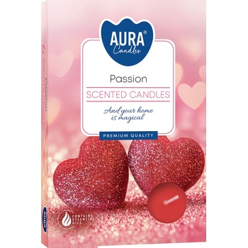 BISPOL Комплект ароматни чаени свещи Bispol Aura - Passion, 6 броя
