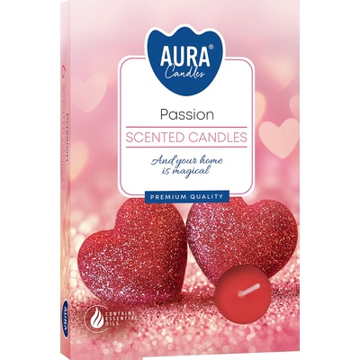 BISPOL Комплект ароматни чаени свещи Bispol Aura - Passion, 6 броя