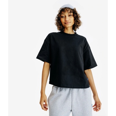 DECATHLON Dámske crop tričko čierne