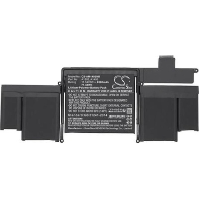 Cameron Sino Батерия за лаптоп Apple MacBook Pro ""Core i5" 2.4 13" Late 2013 Retina A1493, A1502 LiPo 11.34V 6300mAh CAMERON SINO (CS-AM1493NB)