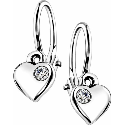 Zlaton Náušnice bílé zlato srdce se zirkony visací 1.2cm 1.3g 001460907243