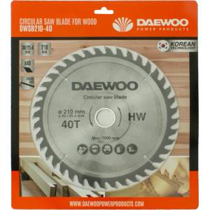 Daewoo Диск за дърво daewoo dwsb210-40, 210×30 мм, 40 зъба, с адаптер